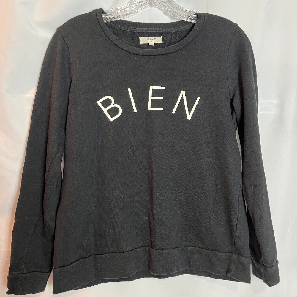 Women's Madewell Black Crew neck Sweatshirt, Bien Fait, Size S
